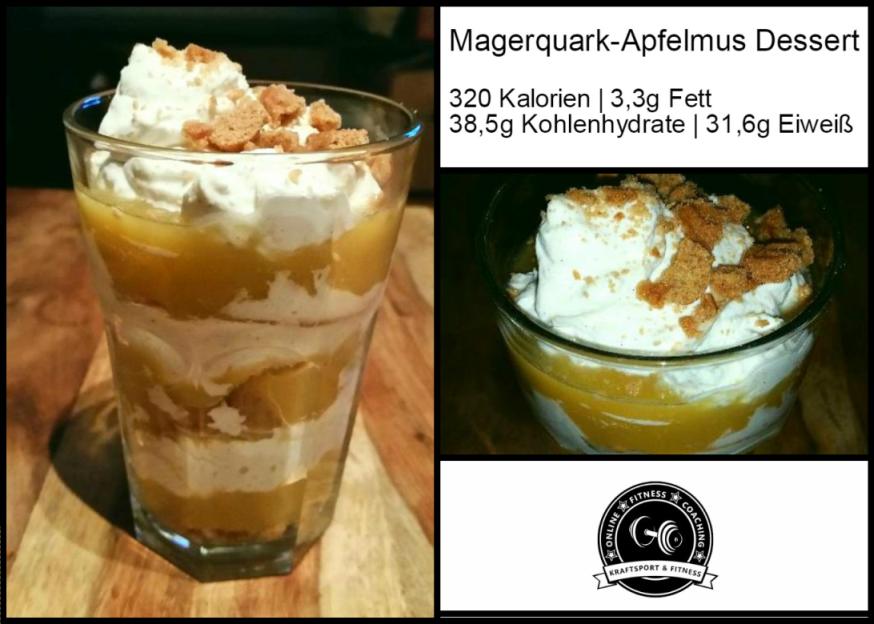 Fitness Nachtisch: Magerquark- Apfelmus Dessert
