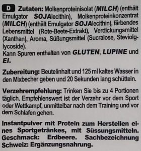 Inhaltsstoffe Whey Protein Isolat