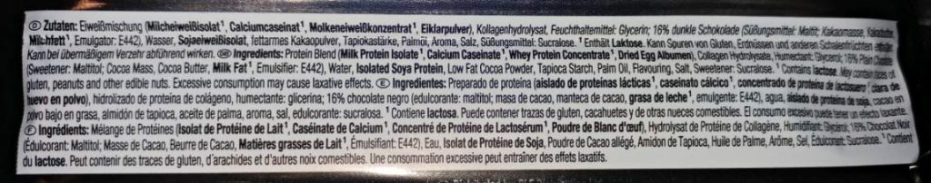 Weider 52% Protein Bar Test Zutaten